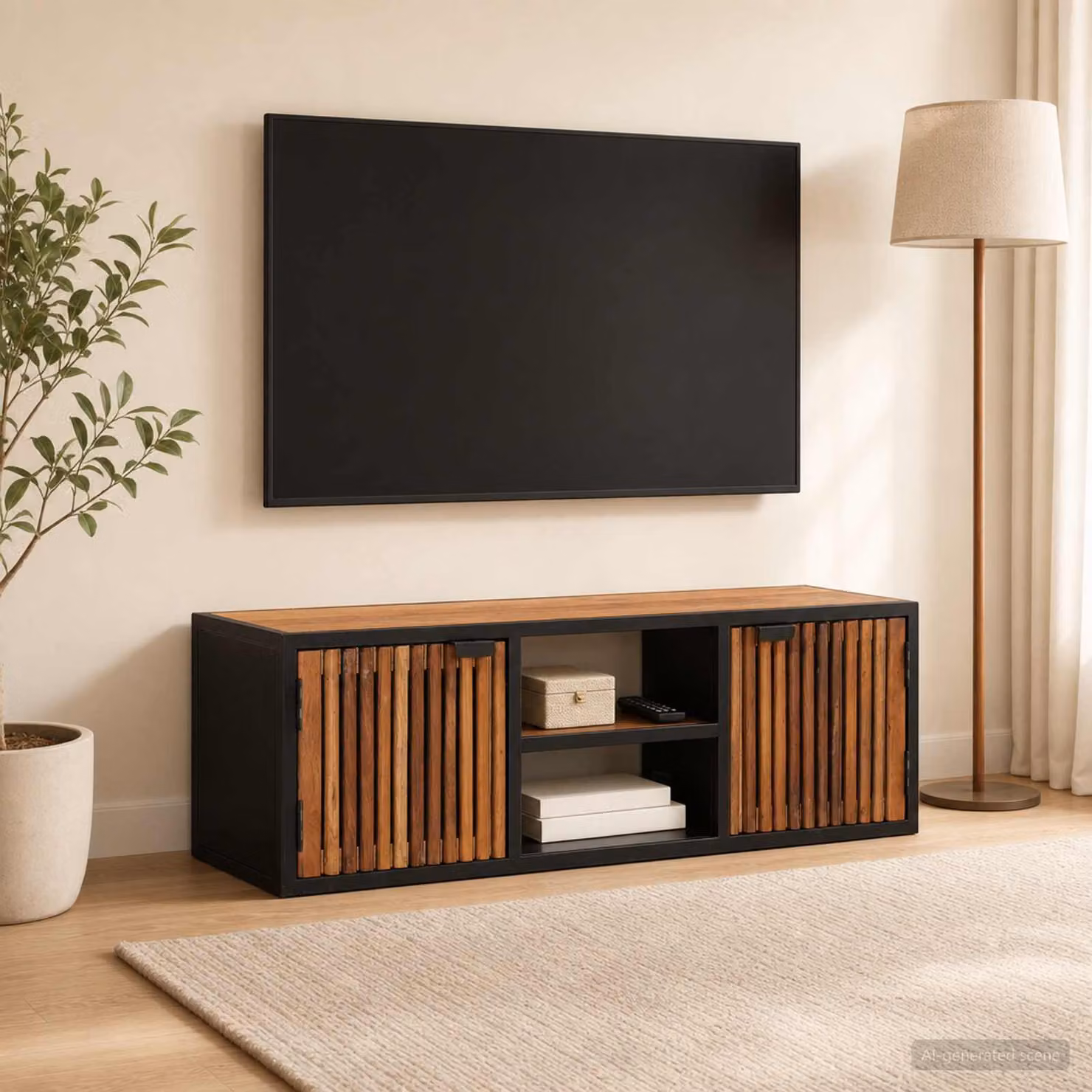 Mobile TV vidaXL in legno di mango massello marrone L: 105 cm, P: 30 cm, H: 35 cm