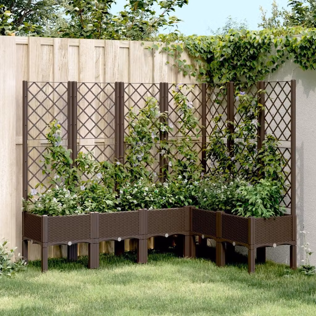 Fioriera da giardino con graticcio vidaXL marrone in plastica L/P/H: 160 x 120 x 142 cm