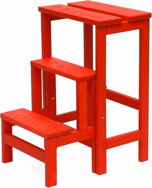 Sgabello Scaletta GIORDANOSHOP in Legno di Faggio Rosso L 60 cm x P 40 cm x H 46 cm