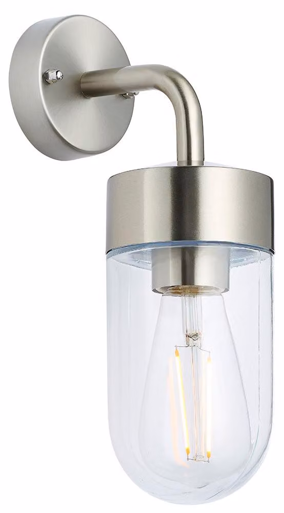 Applique da esterno con paralume in vetro NORTH cromato-argento 1xE27x40W metallo, dimensioni: 30x10x16 cm, IP44 Endon