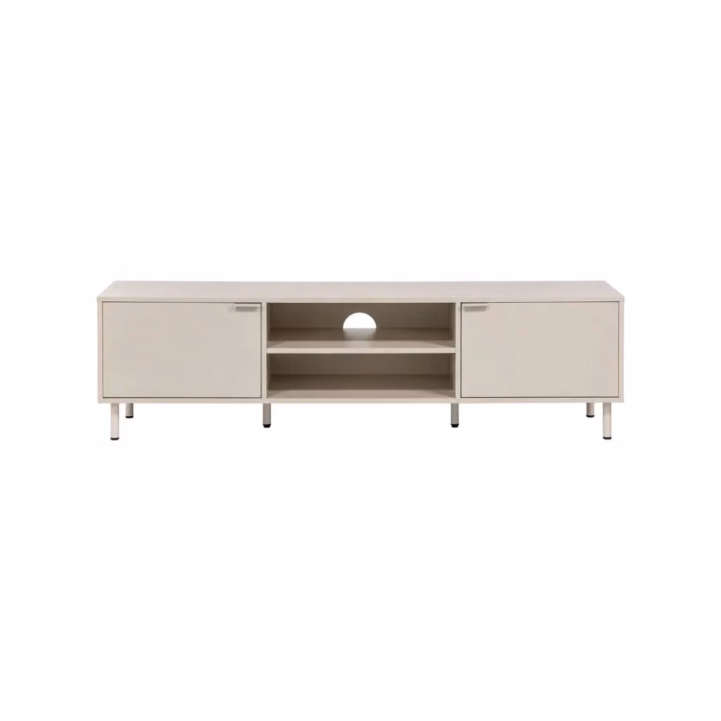 Mobile TV moderno SWEEEK in legno e metallo beige L: 160 cm, P: 40 cm, H: 45 cm – 2