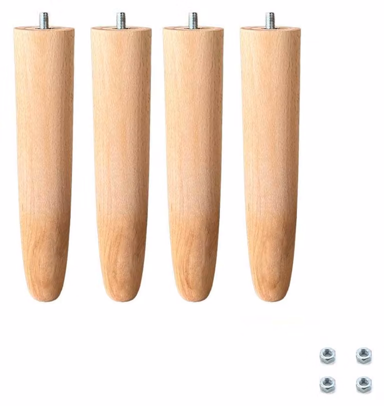 Set di 4 supporti per rete a molle, in faggio, 27 cm, color marrone, per letti