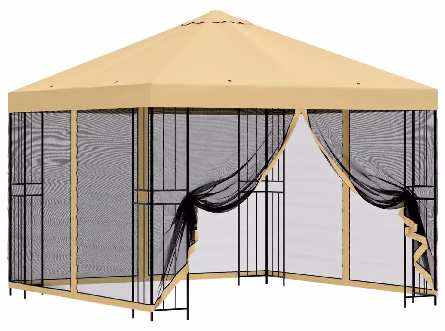 Gazebo da giardino con pareti laterali 3 x 3 m Crema