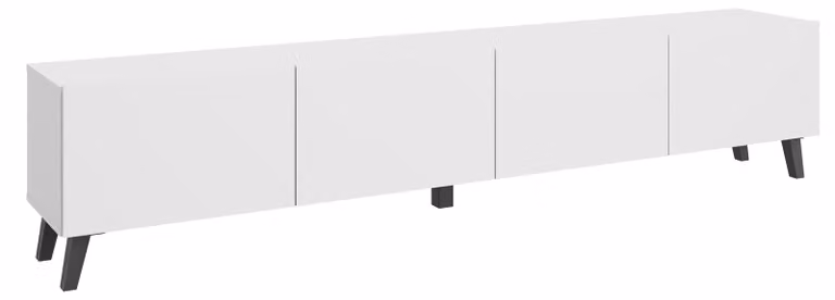 Mobile TV moderno, 190 cm, con gambe, bianco opaco, ideale per il soggiorno