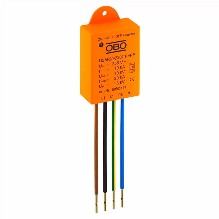 OBO Modulo di protezione da sovratensioni Bettermann ÜSM-20-230I1P+PE 5092431