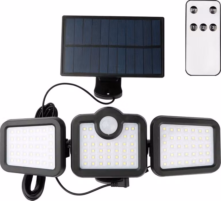 FOREVER Light Sunari FLS-04 Luce solare LED 8W, 600 Lumen, 6000K Batteria ricaricabile 2400mAh Sensore di movimento PIR, tre modalità, IP65 illuminazione esterna impermeabile con telecomando per giardino, balcone