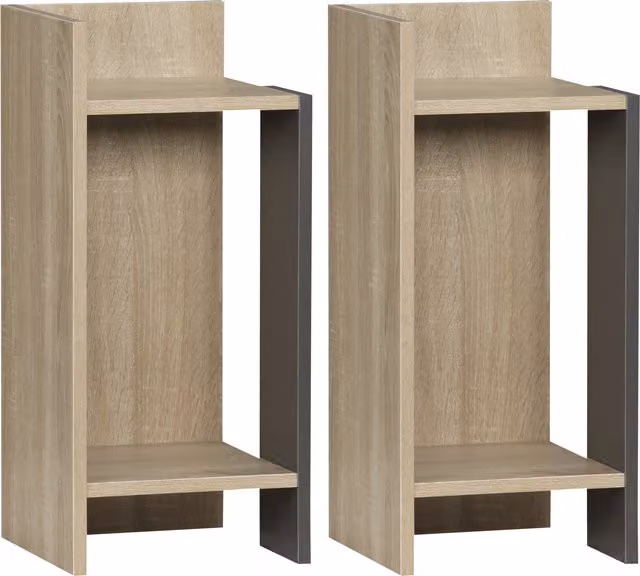 Set di 2 comodini moderni HOMCOM in MDF grigio con ripiano aperto per camera da letto e soggiorno, L/P/H: 27 x 25 x 60 cm