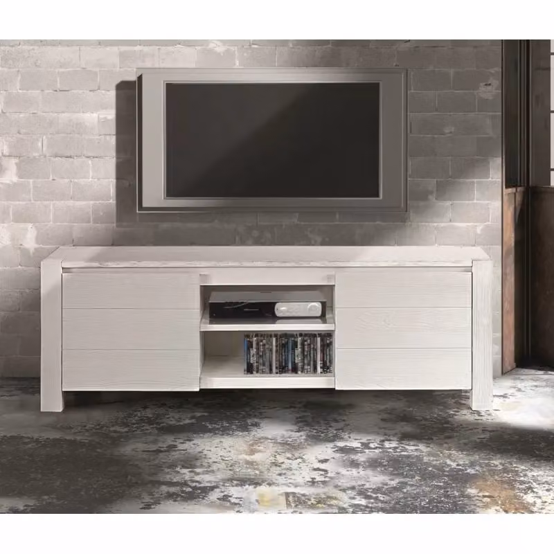 Mobile porta TV moderno in legno di abete bianco spazzolato Mobili 2G L 165 x P 45 x H 55 cm – 2