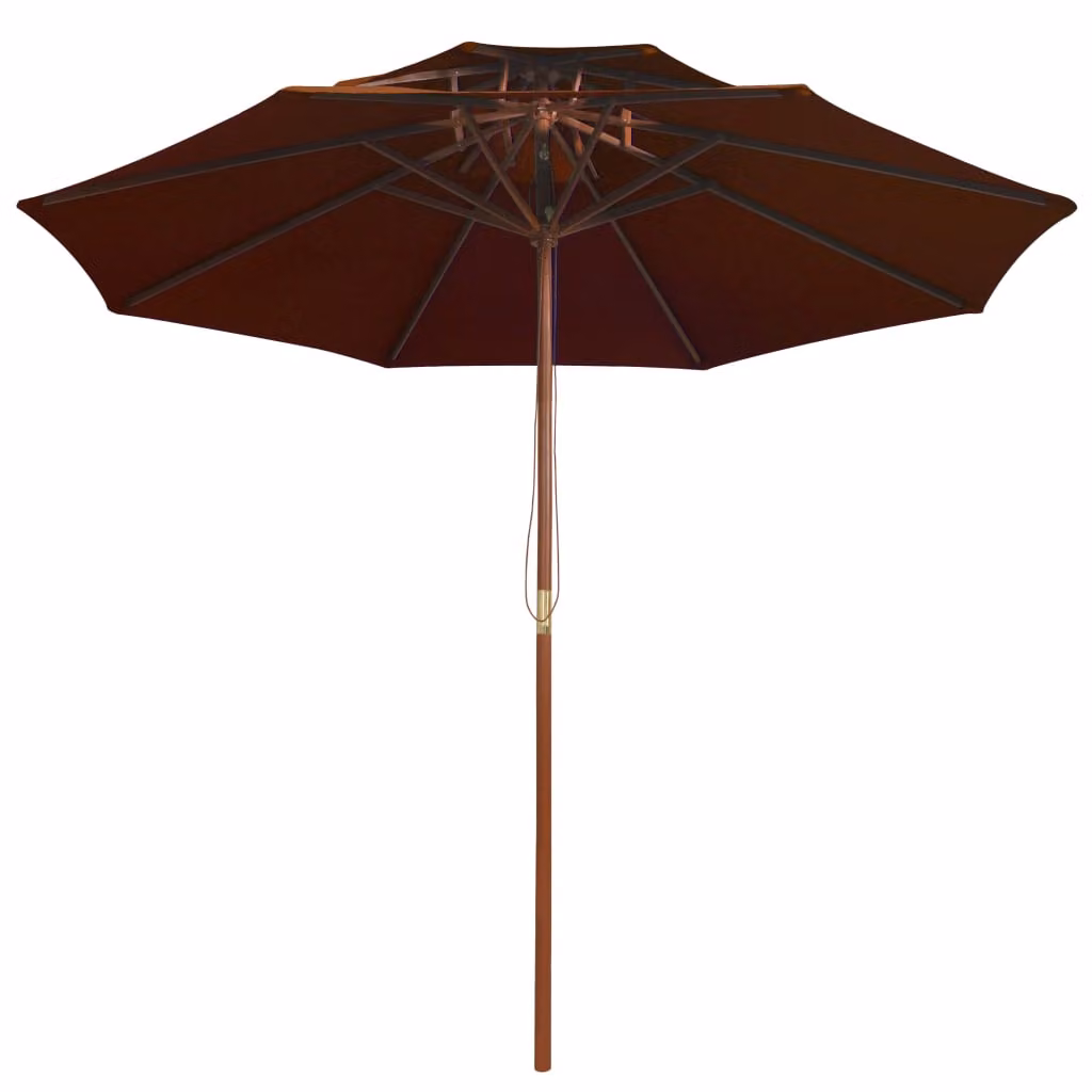 vidaXL Ombrellone con doppio tettuccio e palo in legno terracotta 270 cm