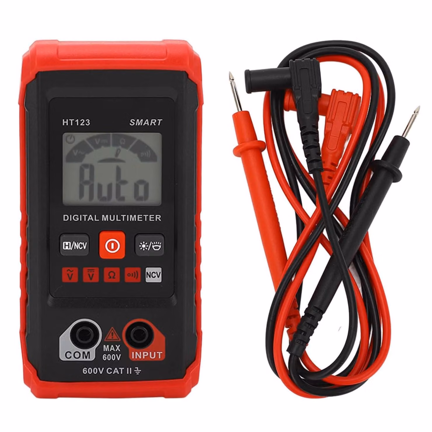 Misuratore di tensione digitale con 2 cavi di prova, multimetro digitale, tester di tensione - AMPTRON
