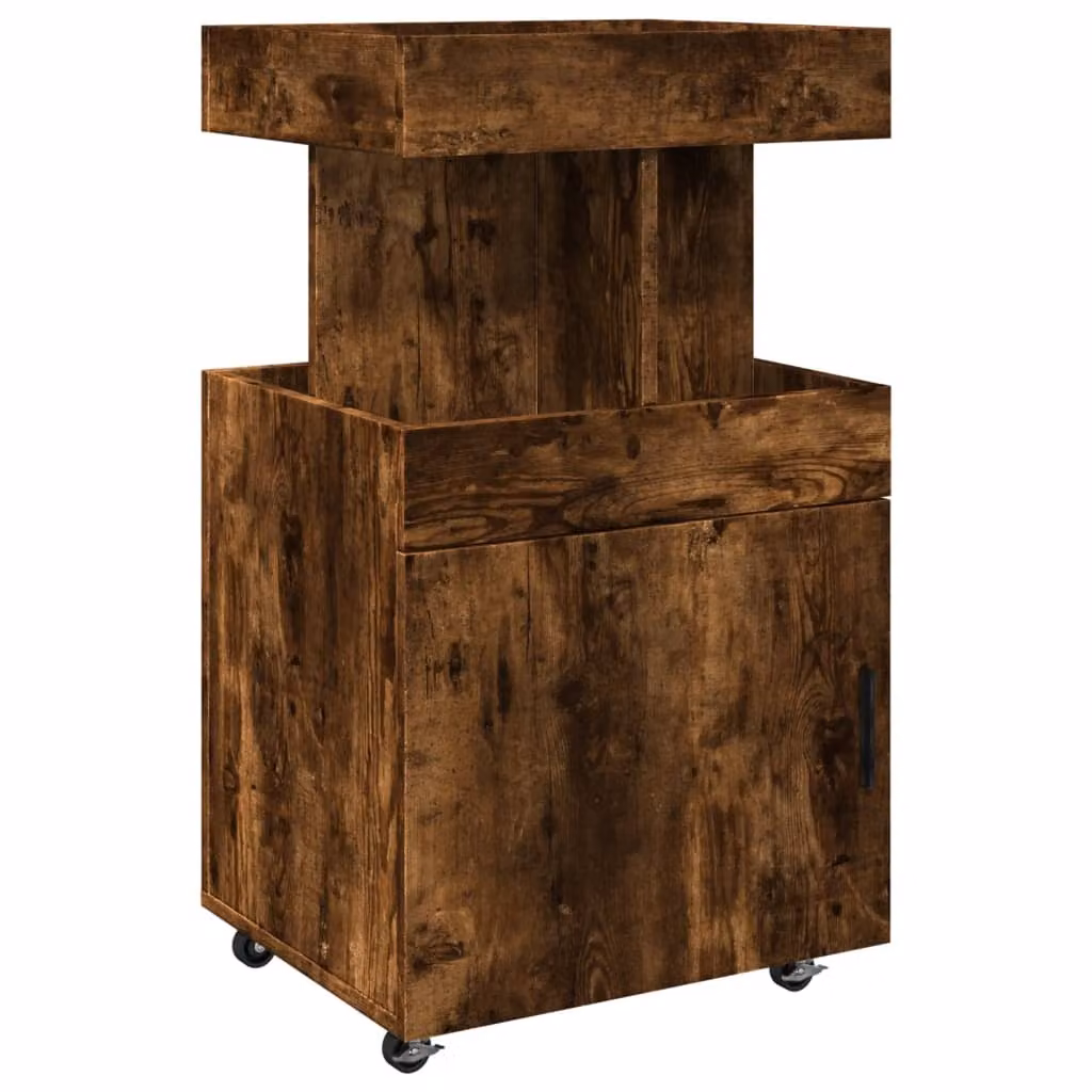 Carrello bar in rovere fumé 50x41x89 cm materiale a base di legno