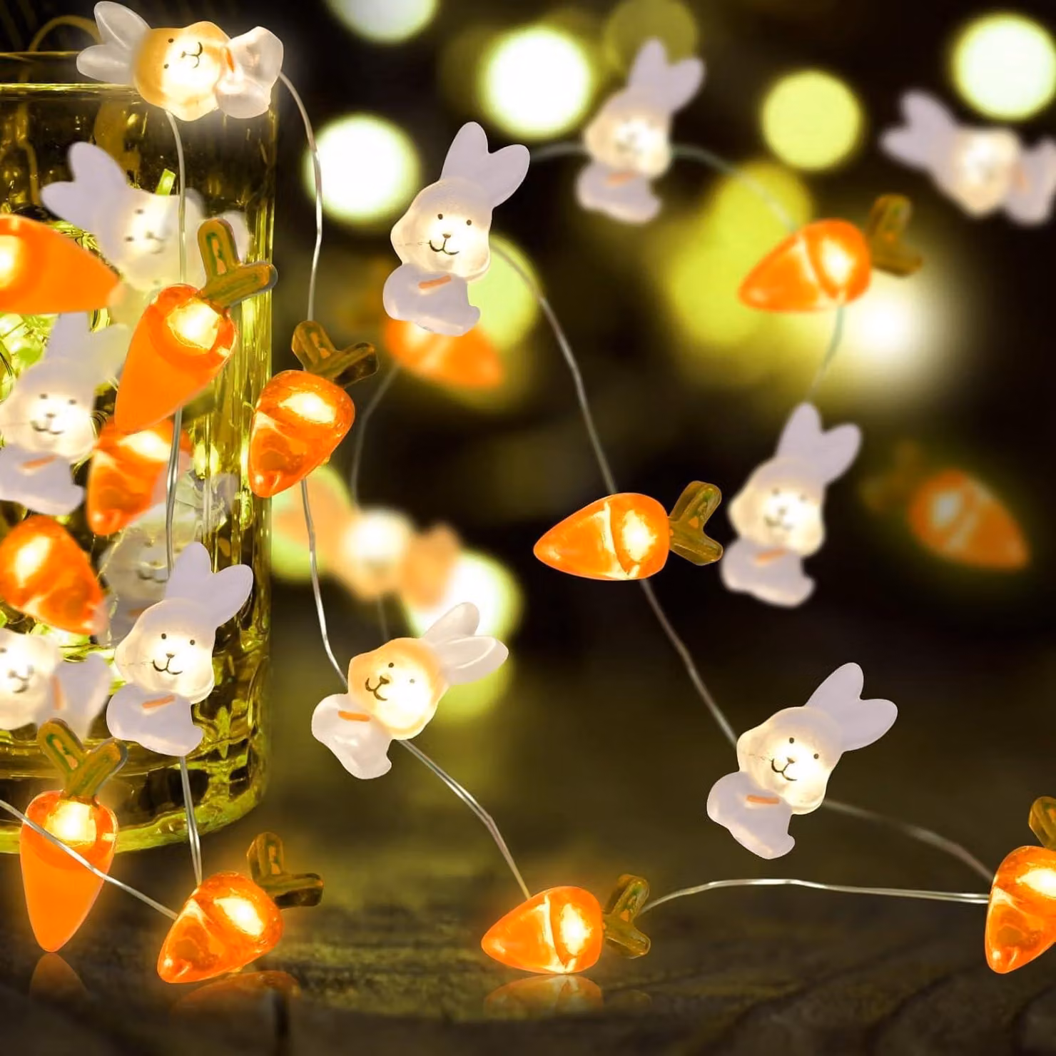Catena luminosa in stile rustico, lunghezza 3 metri, 30 LED, luce bianco caldo, materiale plastico, flessibile