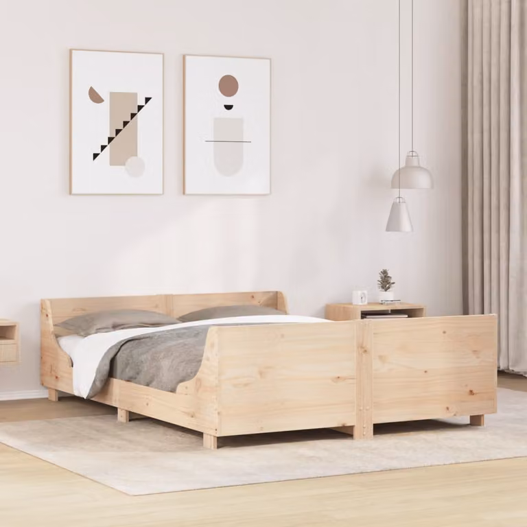 Letto senza materasso vidaXL in legno massello di pino marrone L: 140 cm, P: 200 cm