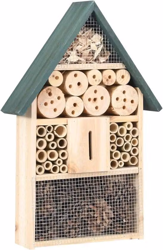 Alberello per insetti in legno massello - 31 x 10 x 48 cm - con fessura per farfalle e bambù - Rifugio naturale per api, farfalle e coleotteri