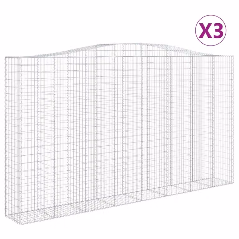 Cesti Gabbioni ad Arco 3 pz 400x50x220/240 cm Ferro Zincato