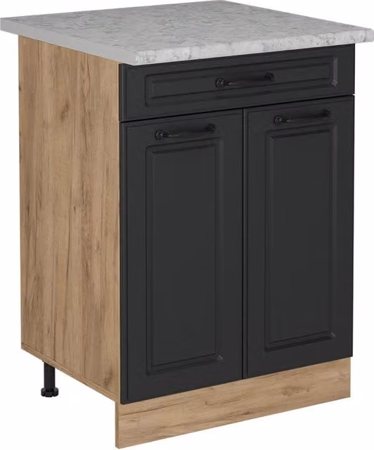 Mobiletto base per cucina R-Line Antracite rustico/Rovere dorato 60 cm PL Marmo Vicco