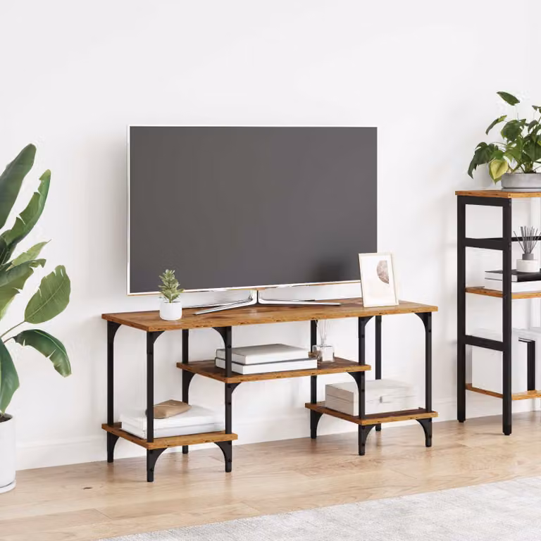Mobile TV vidaXL in legno vecchio e metallo, marrone, L 102 x P 35 x H 45,5 cm