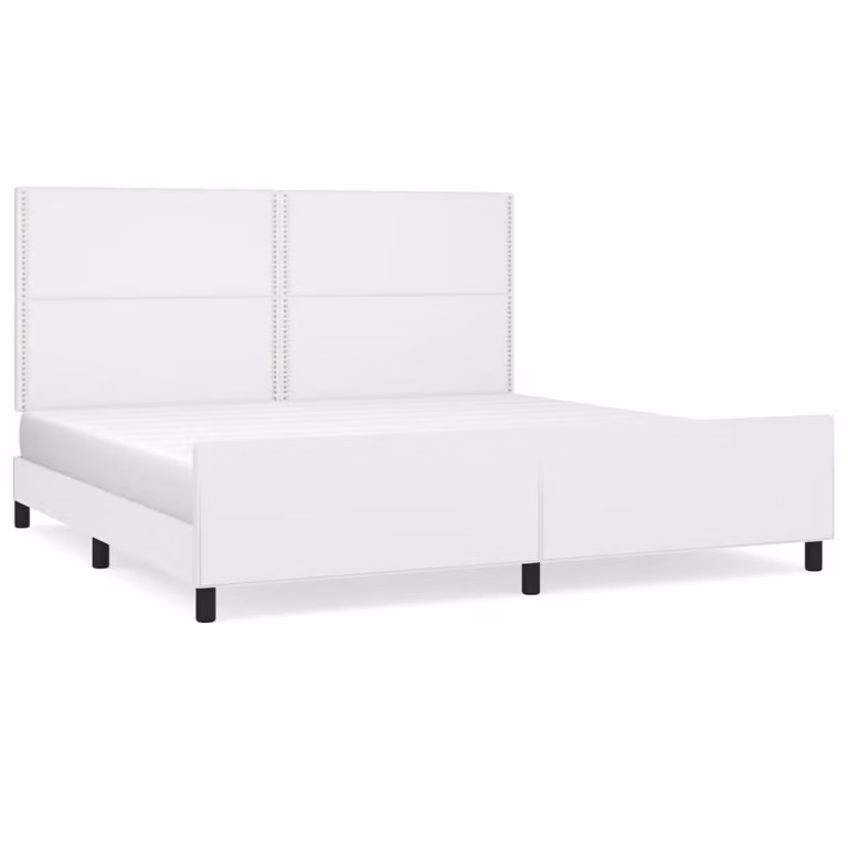 Giroletto con Testiera Bianco 200x200 cm in Pelle finta