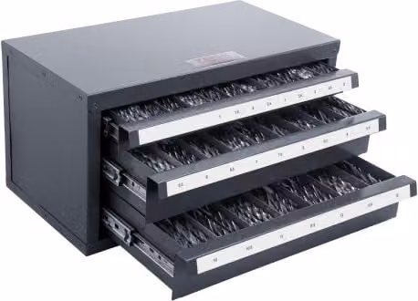 VEVOR Scatola Porta Punte Trapano con 3 Cassetti e 29 Scomparti Etichettati, Organizzatore in Acciaio Galvanizzato Grigio e Arancione, L/P/H: 37,5 x 20 x 20 cm