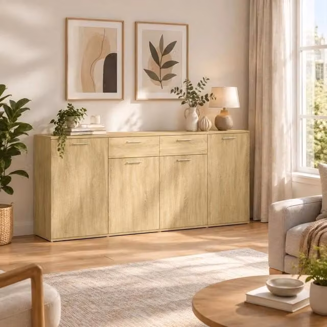 Sideboard Sonoma Oak 160x36x75 Cm Wood Material