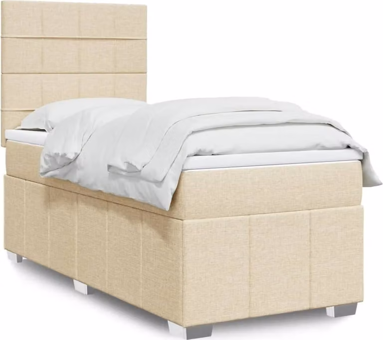 Maison Exclusive - Letto boxspring con materasso Crema 90x200 cm Tessuto