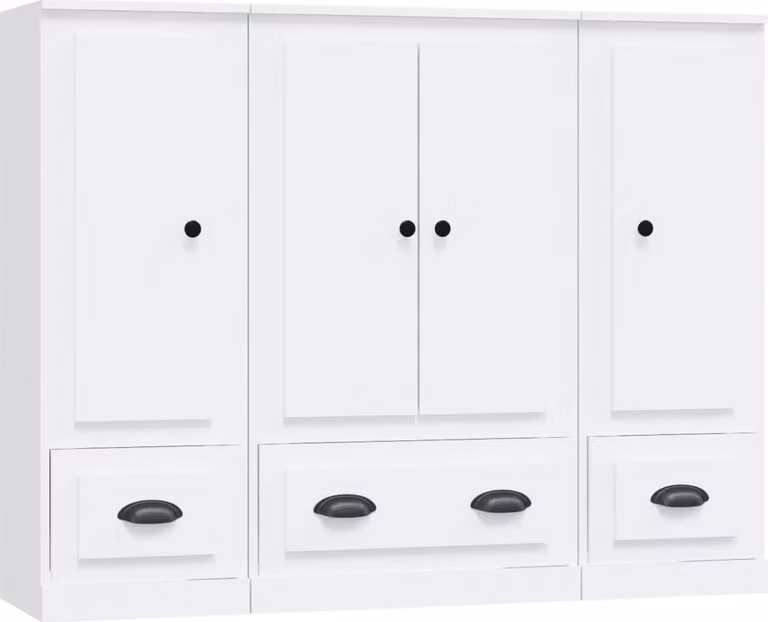 Credenze 3 pz Bianche in Legno Multistrato