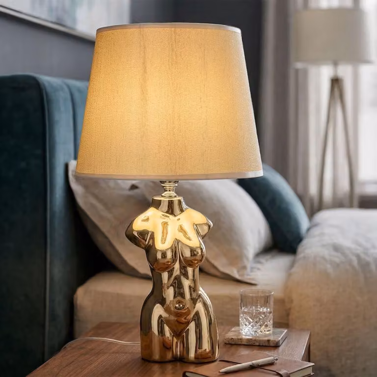 Lampada da tavolo Mauro Ferretti Glam Frau E27 Ø 25x39,5 cm oro