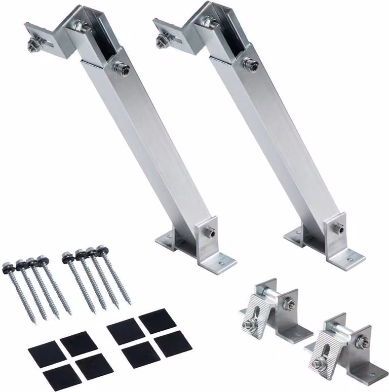 Electronicx Solar Edition Supporto Pannello Solare Alluminio per Tetto Piano, Parete, Barca, Camper, Set 1 Pezzo, Inclinazione 15°-30°, Argento ▶ Staffa Fotovoltaica PV Montaggio - robusto resistente facile installazione