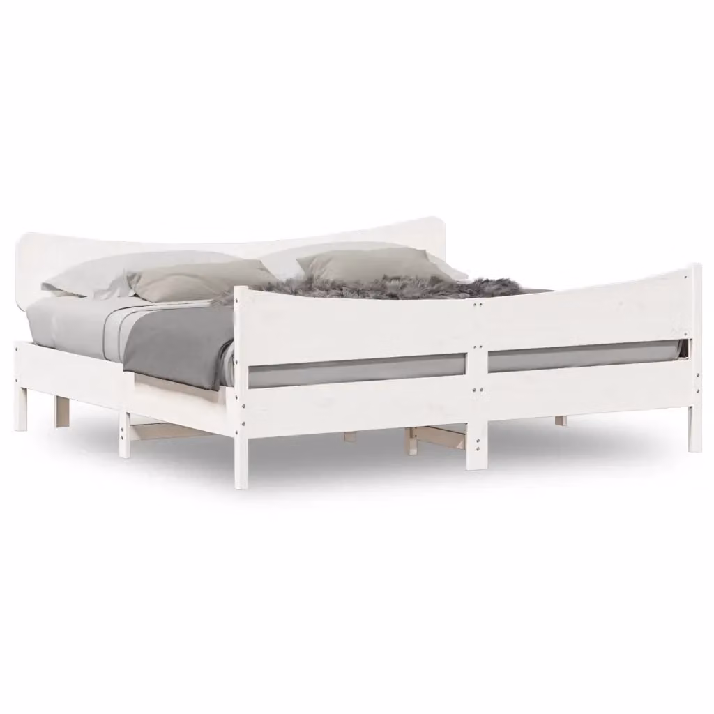vidaXL Giroletto in legno massello di pino bianco con doghe piatte L: 180 cm, P: 200 cm – 2