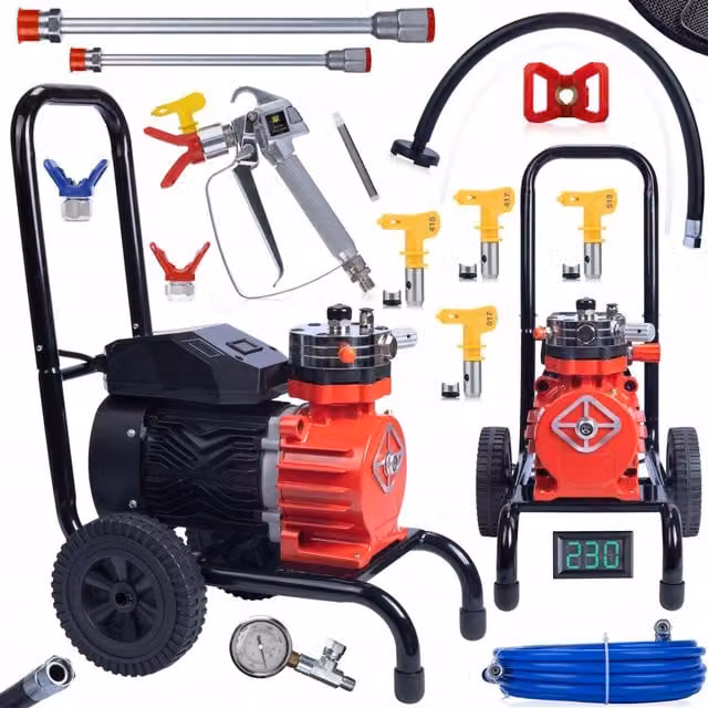 Agitatore per verniciatura airless Rosfix Strong Storm 1100 con motore da 3500W, 22MPA e 18L/min, set di accessori incluso e lancia di estensione in acciaio inossidabile – 1