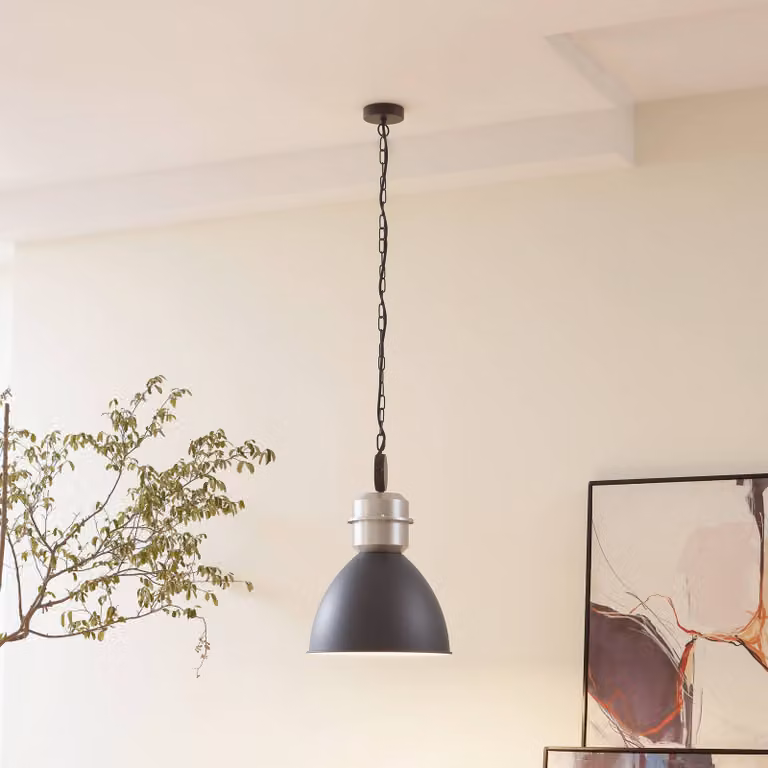 Lampada a sospensione Kaeloria Lucande, dimmerabile, Nero, Soggiorno / Sala da pranzo, Alluminio, Industriale, Lampada a sospensione