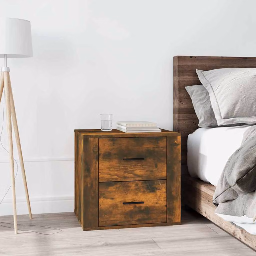 Comodino moderno vidaXL in legno rovere fumo L: 50 cm, P: 39 cm, H: 47 cm