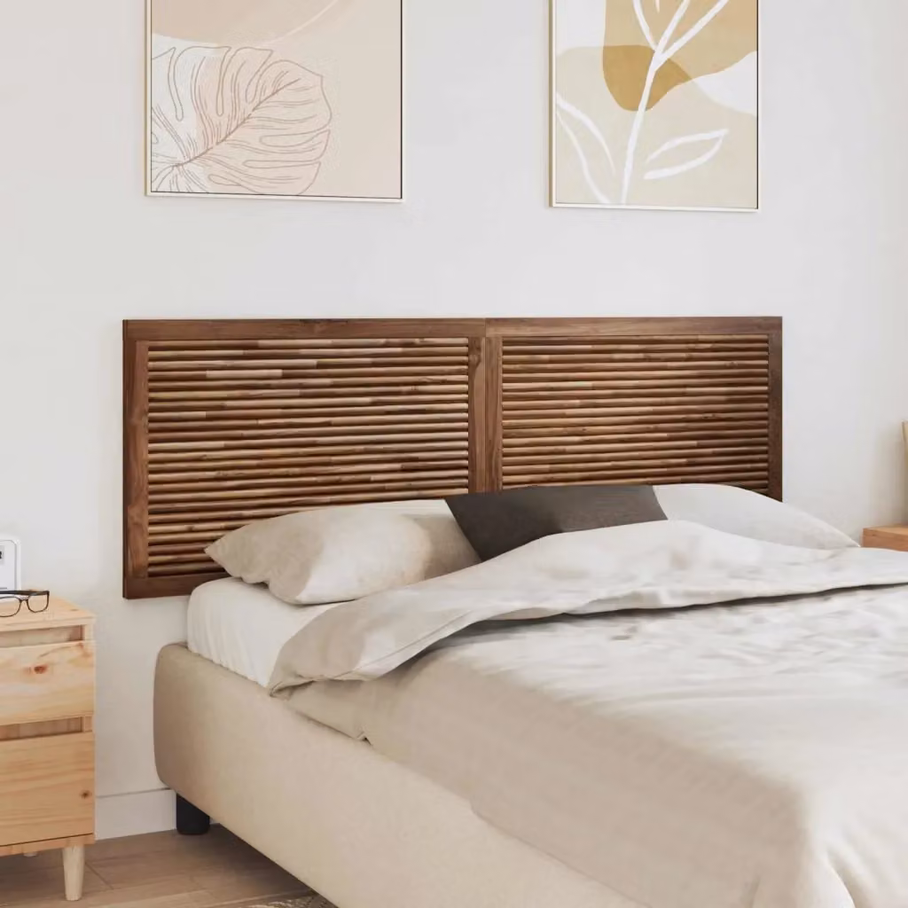 Testiera in legno di teak solido naturale marrone per camera da letto L: 160 cm, H: 55 cm, P: 12,4 cm – 2