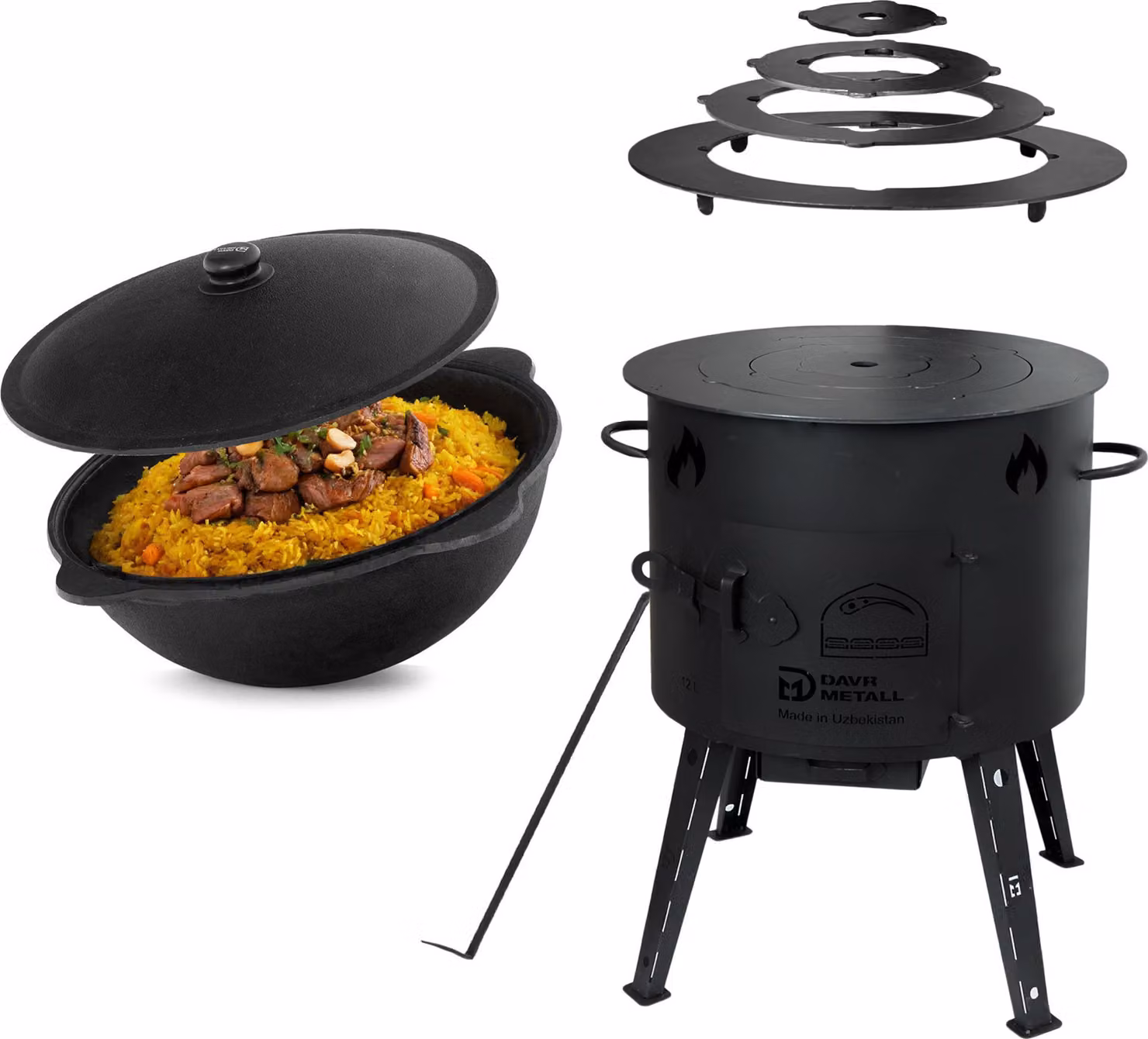Ø40 Uchag 2 mm in acciaio 12L Kazan Anelli adattatori Uchag Fornello da campeggio Kazan Focolare da campo Cucina da campo Fornello per stufati Cucina da campo