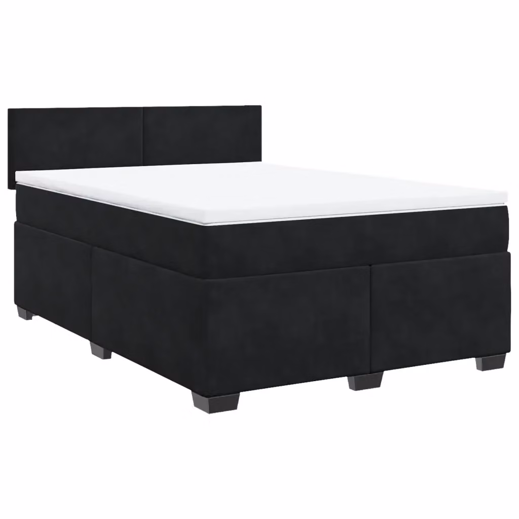 Letto Ibrido vidaXL con Giroletto a Molle e Materasso in Velluto Nero e Bianco L: 160 cm, P: 200 cm – 2