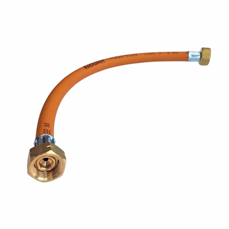 Tubo flessibile per gas propano-butano Zatechs ad alta pressione 0,4 m 20 bar Ø6,3 mm 2x 21,8 mm filettatura sinistrorsa con O-ring in ottone Impianto a più bombole Termoventilatore a gas