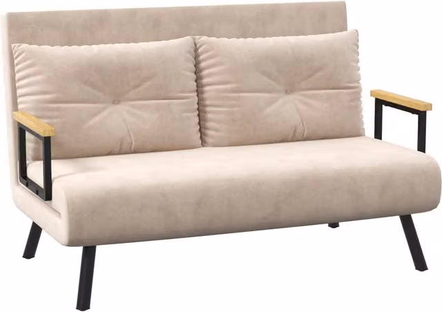 Poltrona letto reclinabile beige con funzione letto, schienale regolabile, 102 x 73 x 81 cm