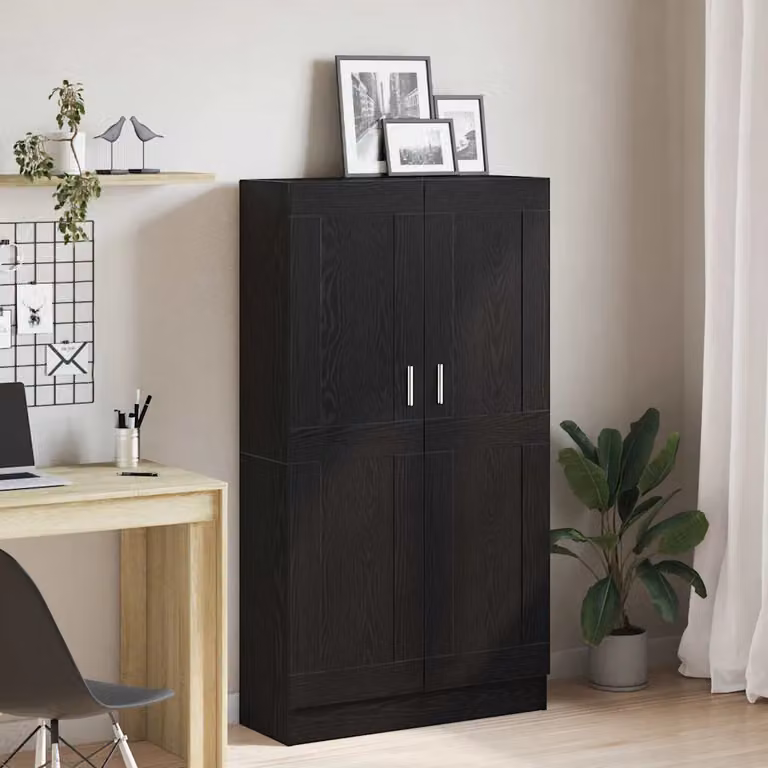 vidaXL Armadio per Libri Moderno con Ante a Battente, Nero Opaco, L/P/H: 82,5 x 30,5 x 150 cm