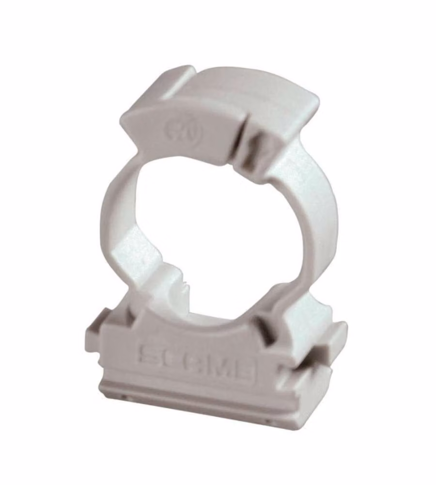 Clips fissatubo a collare - Grigio - Diam. 20 mm - 15 pezzi