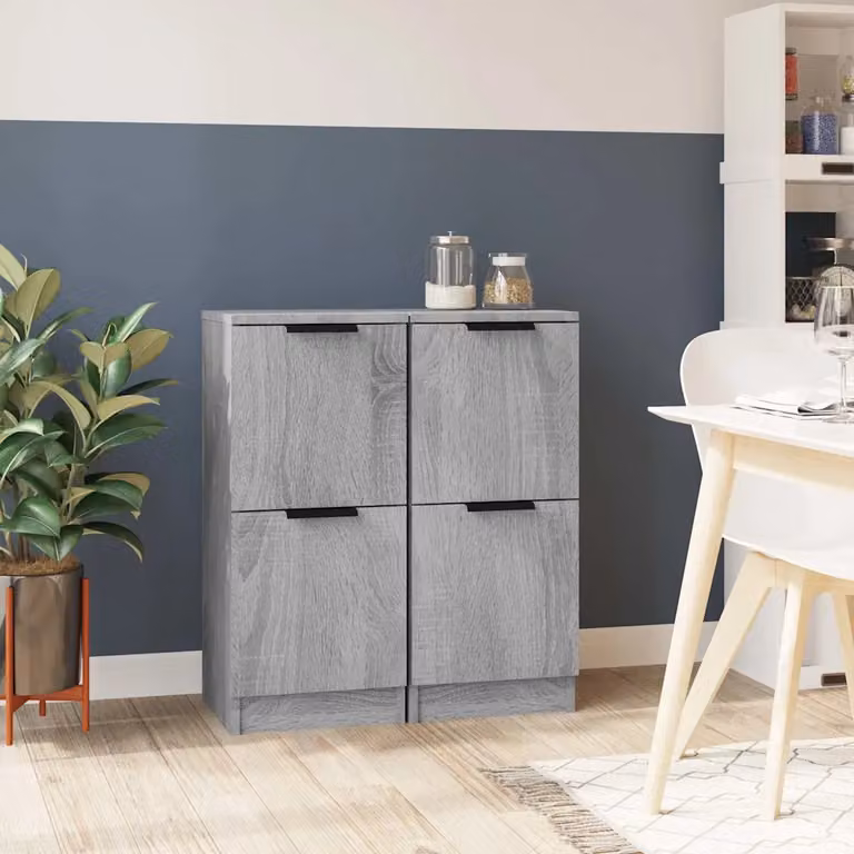Set di 2 credenze vidaXL in legno multistrato grigio, modello minimalista da appendere a parete, L/P/H: 30 x 30 x 70 cm