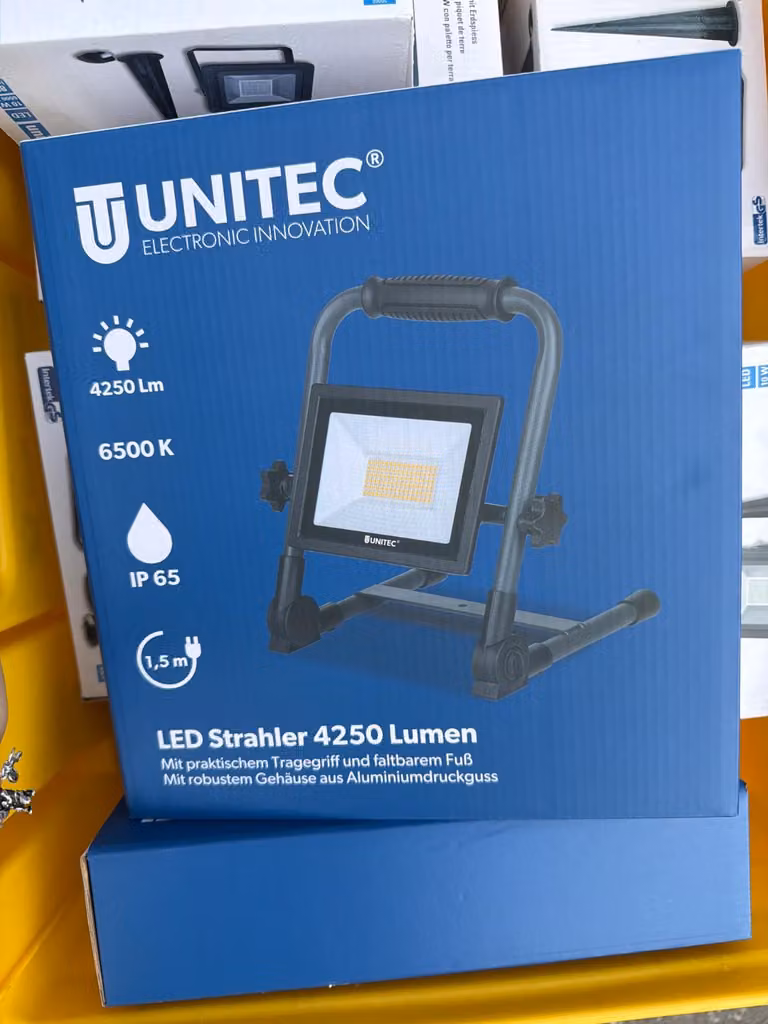 Unitec LED proiettore da lavoro antracite IP65 35W 4250lm bianco freddo 6500K 100° portatile