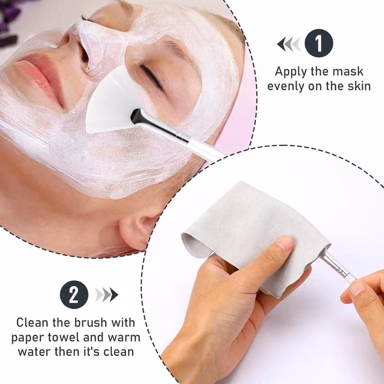 Set di 10 pennelli morbidi per maschere viso, ideali per applicare scrub, maschere di argilla e maschere notturne