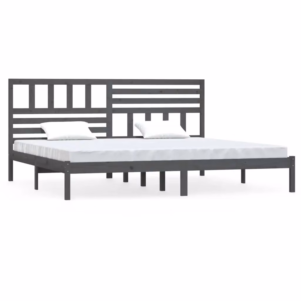 Giroletto vidaXL in legno massello di pino grigio con doghe fisse L: 200 cm, P: 200 cm – 2