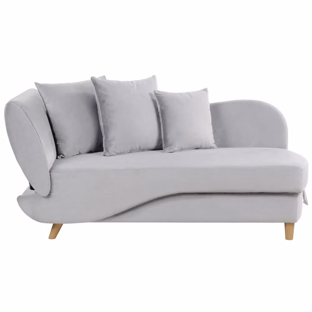 Chaise Longue BELIANI in velluto grigio chiaro con contenitore e funzione letto, stile moderno per soggiorno, L/P/H: 235 x 155 x 69 cm – 2