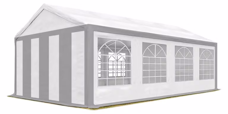 TOOLPORT Tenda da festa 4x8 m Gazebo in PVC resistente 600 N, telone impermeabile grigio bianco