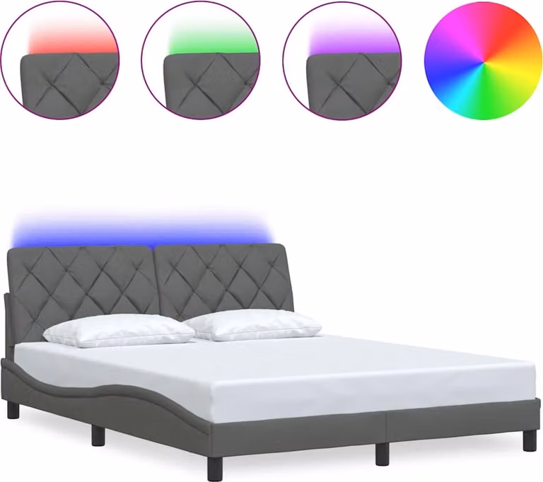 Giroletto con LED senza Materasso 160x200 cm Tessuto