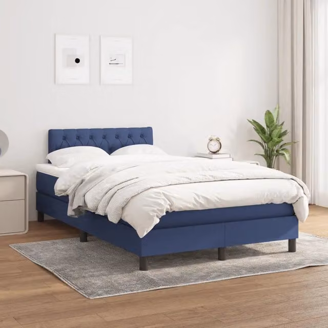Letto Ibrido con Giroletto a Molle e Materasso vidaXL, Colore Blu e Bianco, L/P/H: 120 x 200 cm