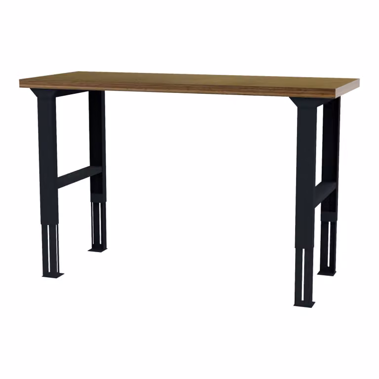 STIER Banco da lavoro regolabile in altezza, 1500x600x760-1060 mm, in acciaio e faggio, verniciato a polvere