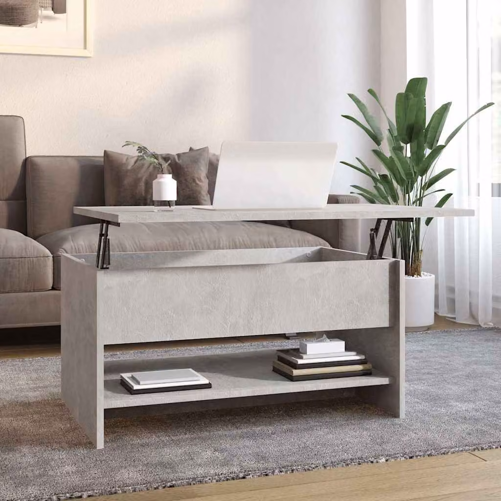 vidaXL Tavolino da Salotto Moderno Rettangolare Grigio con Meccanismo Sollevabile L: 80 cm, P: 50 cm, H: 40 cm