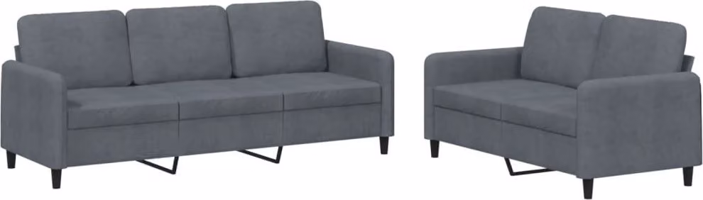 Set di Divani 2 pz Grigio Scuro in Velluto